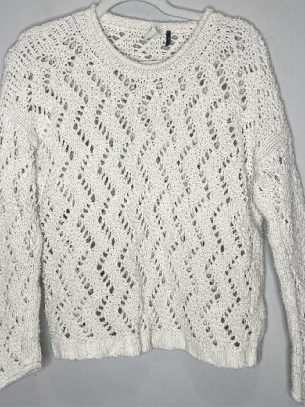 Akemi & Kin Anthropologie Cream Open Knit Sweater Size Small